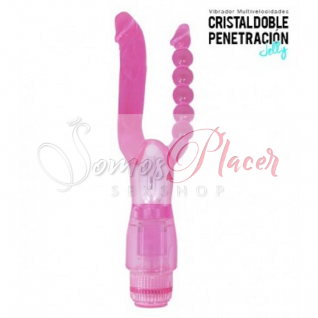 Vibrador Doble Penetración Vaginal Anal Cristal Jelly